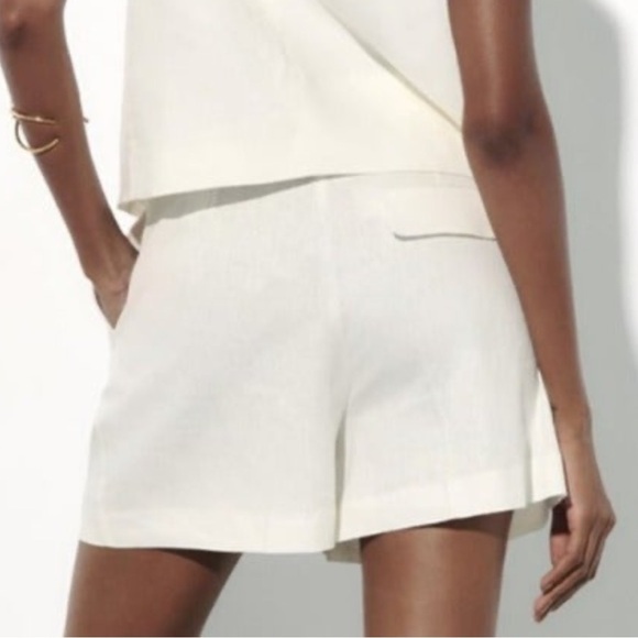 New Zara High Rise Linen Blend Shorts Size M - Picture 6 of 9